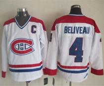 Montreal Canadiens -4 Jean Beliveau White CH-CCM Throwback Stitched NHL Jersey