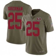 Nike 49ers -25 Richard Sherman Olive Stitched NFL Limited 2017 Salute To Service Jersey