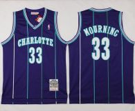 Mitchell And Ness Charlotte Hornets -33 Alonzo Mourning Purple Throwback Stitched NBA Jersey