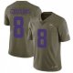Nike Vikings -8 Kirk Cousins Olive Stitched NFL Limited 2017 Salute to Service Jersey