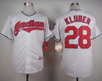 Cleveland Indians -28 Corey Kluber White Cool Base Stitched MLB Jersey
