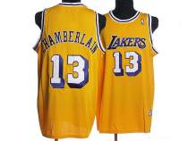 Mitchell and Ness Los Angeles Lakers -13 Wilt Chamberlain Stitched Yellow Throwback NBA Jersey