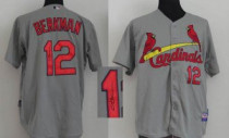 MLB St Louis Cardinals #12 Lance Berkman Stitched Grey Autographed Jersey
