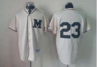 Milwaukee Brewers -23 Rickie Weeks Cream 1913 Turn Back The Clock Stitched MLB Jersey