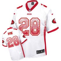 Nike San Francisco 49ers #28 Carlos Hyde White Men‘s Stitched NFL Elite Drift Fashion Jersey