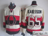 Autographed NHL Ottawa Senators -65 Erik Karlsson White New Third Men NHL Stitched Jersey