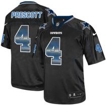 Nike Cowboys -4 Dak Prescott Lights Out Black Stitched NFL Elite Strobe Jersey