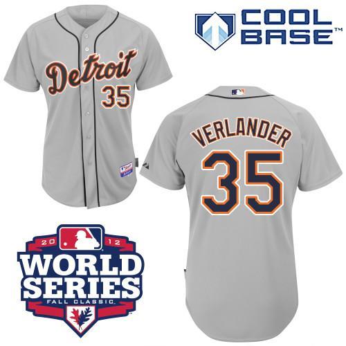 Detroit Tigers #35 Justin Verlander Grey Cool Base w 2012 World Series Patch Stitched MLB Jersey
