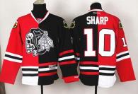 Chicago Blackhawks -10 Patrick Sharp Red Black Split White Skull Stitched NHL Jersey