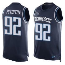 Nike Tennessee Titans -92 Ropati Pitoitua Navy Blue Alternate Stitched NFL Limited Tank Top Jersey