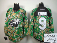 Autographed Minnesota Wild -9 Mikko Koivu Camo Veterans Day Practice NHL Jersey