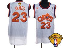 Mitchell and Ness Cleveland Cavaliers -23 LeBron James White CAVS The Finals Patch Stitched NBA Jers