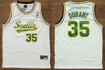 Oklahoma City Thunder -35 Kevin Durant White Throwback Stitched NBA Jersey