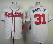 Atlanta Braves #31 Greg Maddux White w 75th Anniversary Commemorative Patch Stitched MLB Jersey