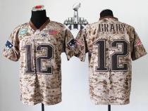 Nike New England Patriots -12 Tom Brady Camo Super Bowl XLIX Mens Stitched NFL New Elite USMC Jersey