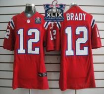 Nike New England Patriots -12 Tom Brady Red Alternate Super Bowl XLIX Champions Patch Mens Stitched