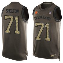 Nike Browns -71 Danny Shelton Green Stitched NFL Limited Salute To Service Tank Top Jersey