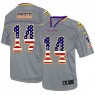 Nike Vikings -14 Stefon Diggs Grey Stitched NFL Elite USA Flag Fashion Jersey