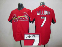 Autographed MLB St Louis Cardinals #7 Matt Holliday Red Stitched Jersey