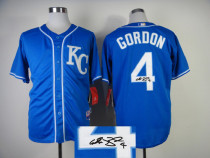 Autographed MLB Kansas City Royals -4 Alex Gordon Blue Cool Base Stitched Jersey