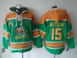 Anaheim Ducks -15 Ryan Getzlaf Green Sawyer Hooded Sweatshirt Stitched NHL Jersey
