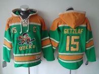 Anaheim Ducks -15 Ryan Getzlaf Green Sawyer Hooded Sweatshirt Stitched NHL Jersey