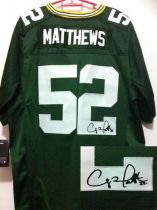 Nike Green Bay Packers #52 Clay Matthews Green Team Color Men's Stitched NFL Elite Autographed Jerse