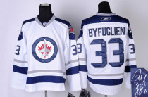 Autographed Winnipeg Jets -33 Dustin Byfuglien Stitched White 2011 Style NHL Jersey