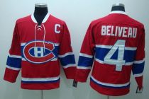 Montreal Canadiens -4 Jean Beliveau Stitched Red CH CCM Throwback NHL Jersey