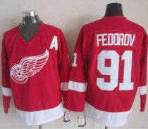 Detroit Red Wings -91 Sergei Fedorov Red CCM Throwback Stitched NHL Jersey