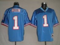 Mitchell & Ness Oilers -1 Warren Moon Baby Blue Stitched Throwback NFL Jersey