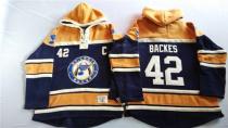 St Louis Blues -42 David Backes Navy Blue Gold Sawyer Hooded Sweatshirt Stitched NHL Jersey