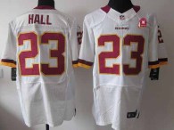 Nike Washington Redskins -23 DeAngelo Hall White With 80TH Patch Men's Embroidered NFL Elite Jersey