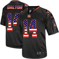 Nike Bengals -14 Andy Dalton Black Men's Stitched NFL Elite USA Flag Fashion Jersey
