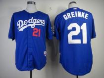 Los Angeles Dodgers -21 Zack Greinke Blue Cool Base Stitched MLB Jersey