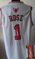 Autographed Revolution 30 Chicago Bulls -1 Derrick Rose White Stitched NBA Jersey