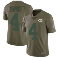Nike Packers -4 Brett Favre Olive Stitched NFL Limited 2017 Salute To Service Jersey