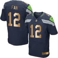 Nike Seahawks -12 Fan Steel Blue Team Color Stitched NFL Elite Gold Jersey
