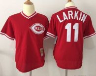 Mitchell And Ness Cincinnati Reds -11 Barry Larkin Red Throwback Stitched MLB Jersey