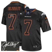 Nike Denver Broncos #7 John Elway Lights Out Black Men's Stitched NFL Elite Autographed Jersey