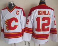 Calgary Flames -12 Jarome Iginla White CCM Throwback Stitched NHL Jersey