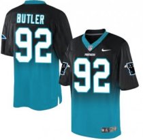 Nike Panthers -92 Vernon Butler Black Blue Stitched NFL Elite Fadeaway Fashion Jersey