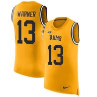 Nike Rams -13 Kurt Warner Gold Stitched NFL Limited Rush Tank Top Jersey