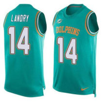 Nike Miami Dolphins -14 Jarvis Landry Aqua Green Team Color Stitched NFL Limited Tank Top Jersey