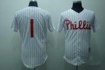 Mitchell and Ness Philadelphia Phillies #1 Richie Ashburn Stitched White Red Strip Throwback MLB Jer
