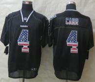 Nike Oakland Raiders #4 Derek Carr Black Men's Stitched NFL Elite USA Flag Fashion Jersey