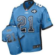 Nike Detroit Lions #21 Reggie Bush Blue Team Color With WCF Patch Men's Stitched NFL Elite Drift Fas