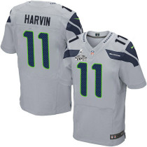 Seattle Seahawks Super Bowl XLVIII #11 Men's Percy Harvin Elite Alternate Grey Jersey