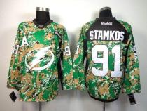 Tampa Bay Lightning -91 Steven Stamkos Camo Veterans Day Practice Stitched NHL Jersey