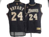 Los Angeles Lakers -24 Kobe Bryant Stitched Black Grey Number NBA Jersey